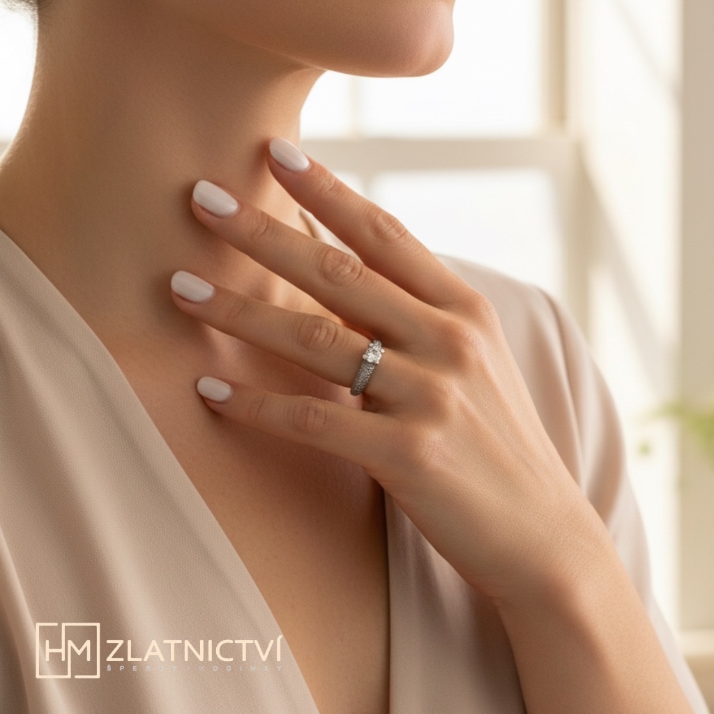 Výrazný a elegantní prsten z bílého zlata 2-2539