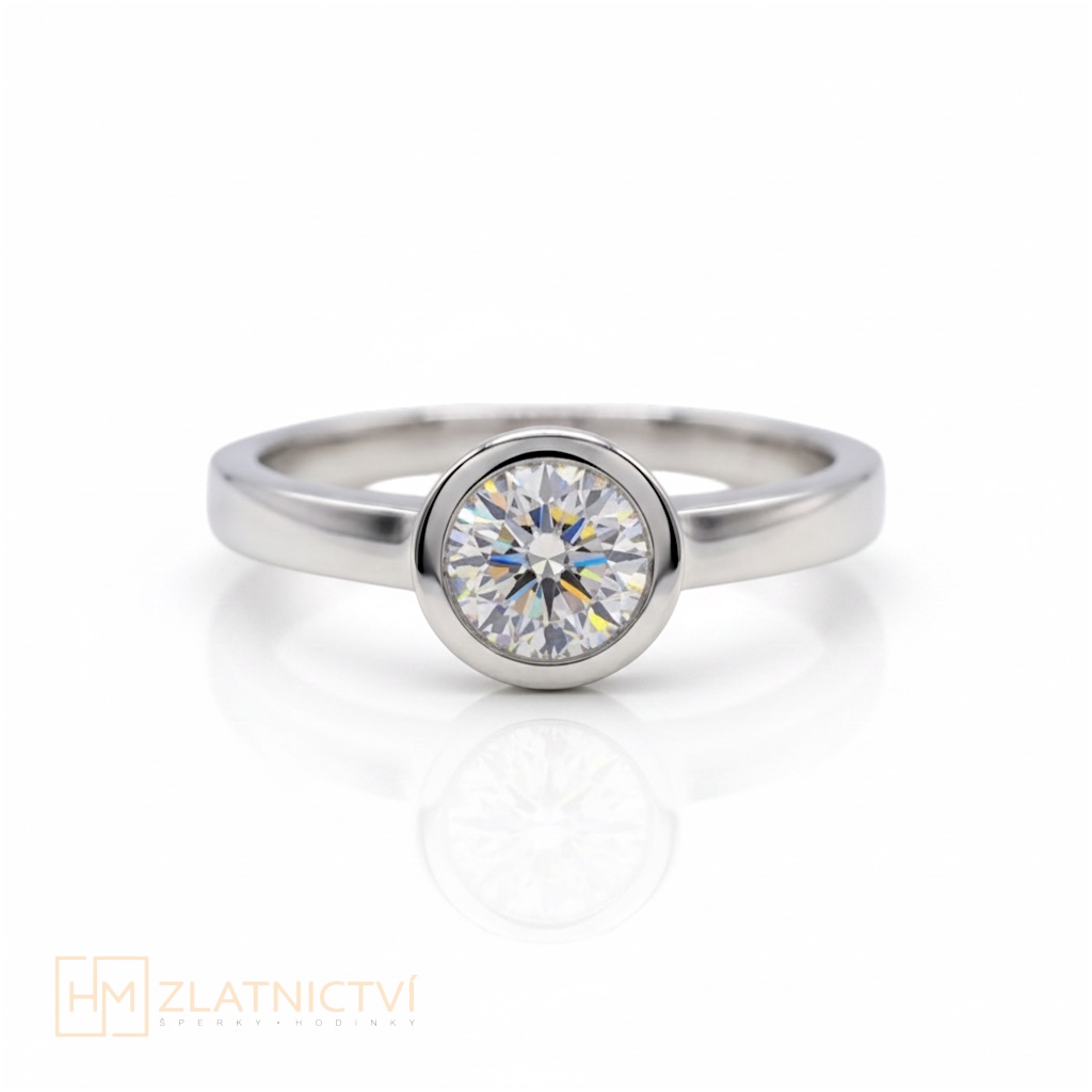 Elegantní prsten z bílého zlata se zirkonem 2-3253