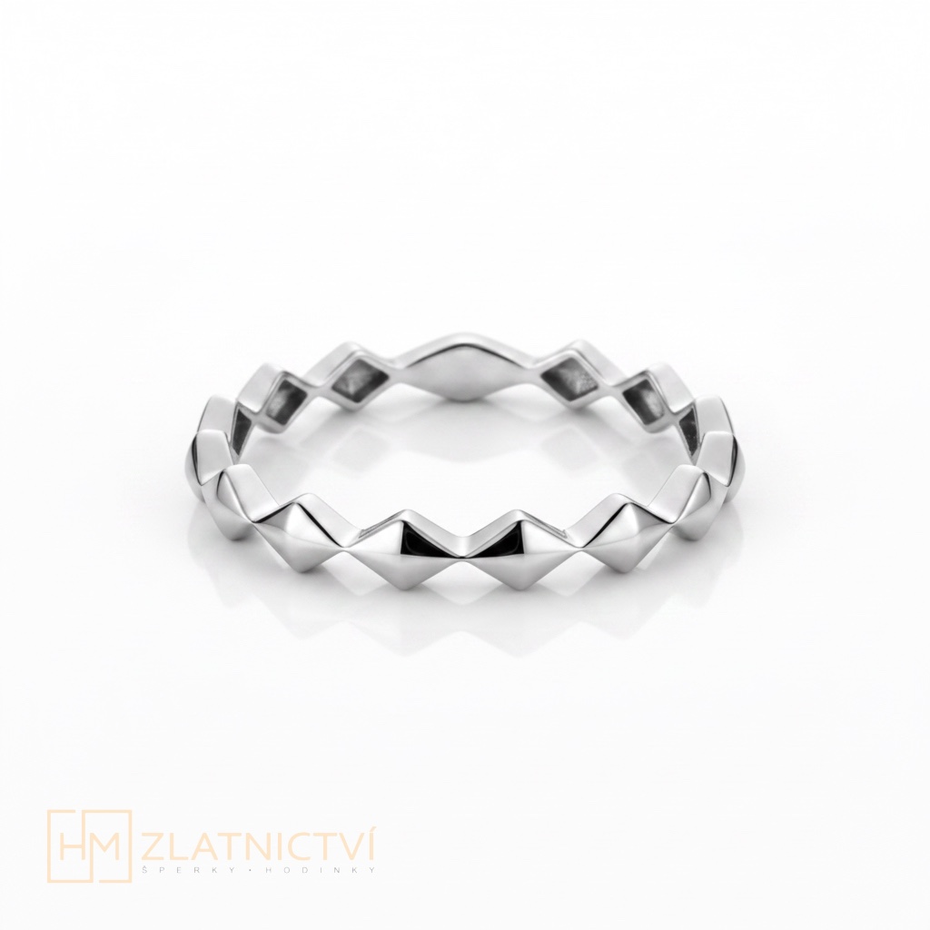 Minimalistický prsten z bílého zlata s originálním vzorem 2-3187